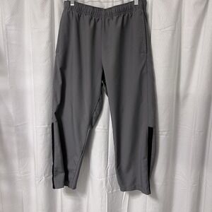 Nike Dri-Fit Straight Leg Pants Men's Large Gray With Black Stripe EC 24" Inseam